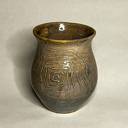 Tan Etched Small Vase